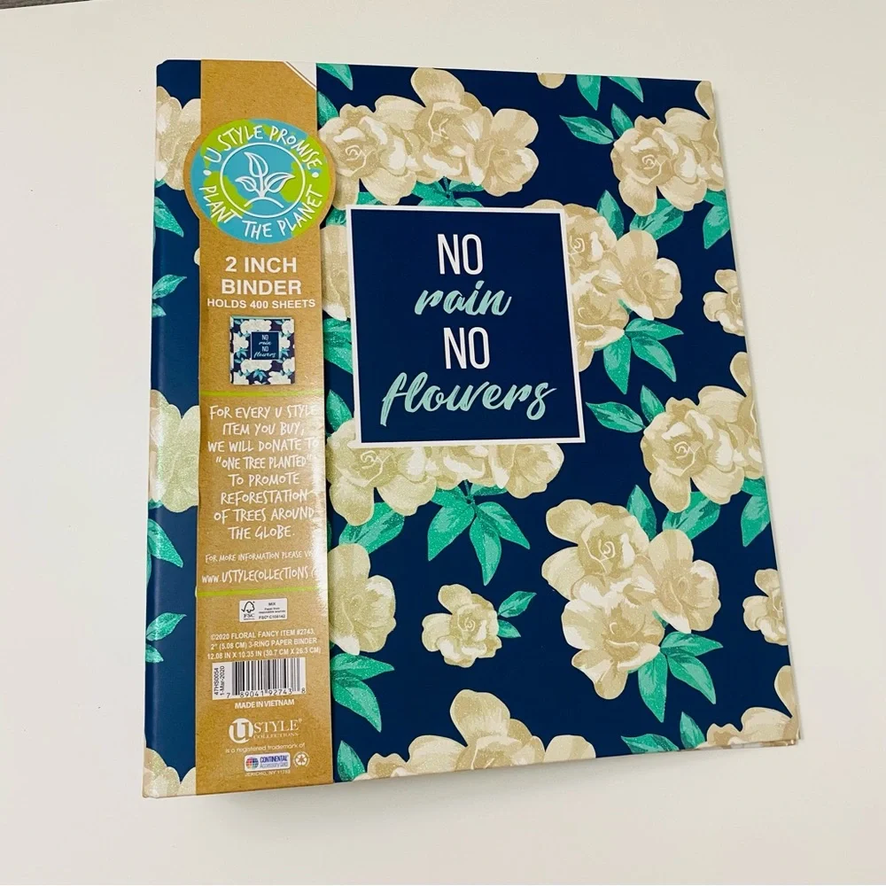 U STYLE Floral 2 inc Binder, Holds 400 sheets, NWT